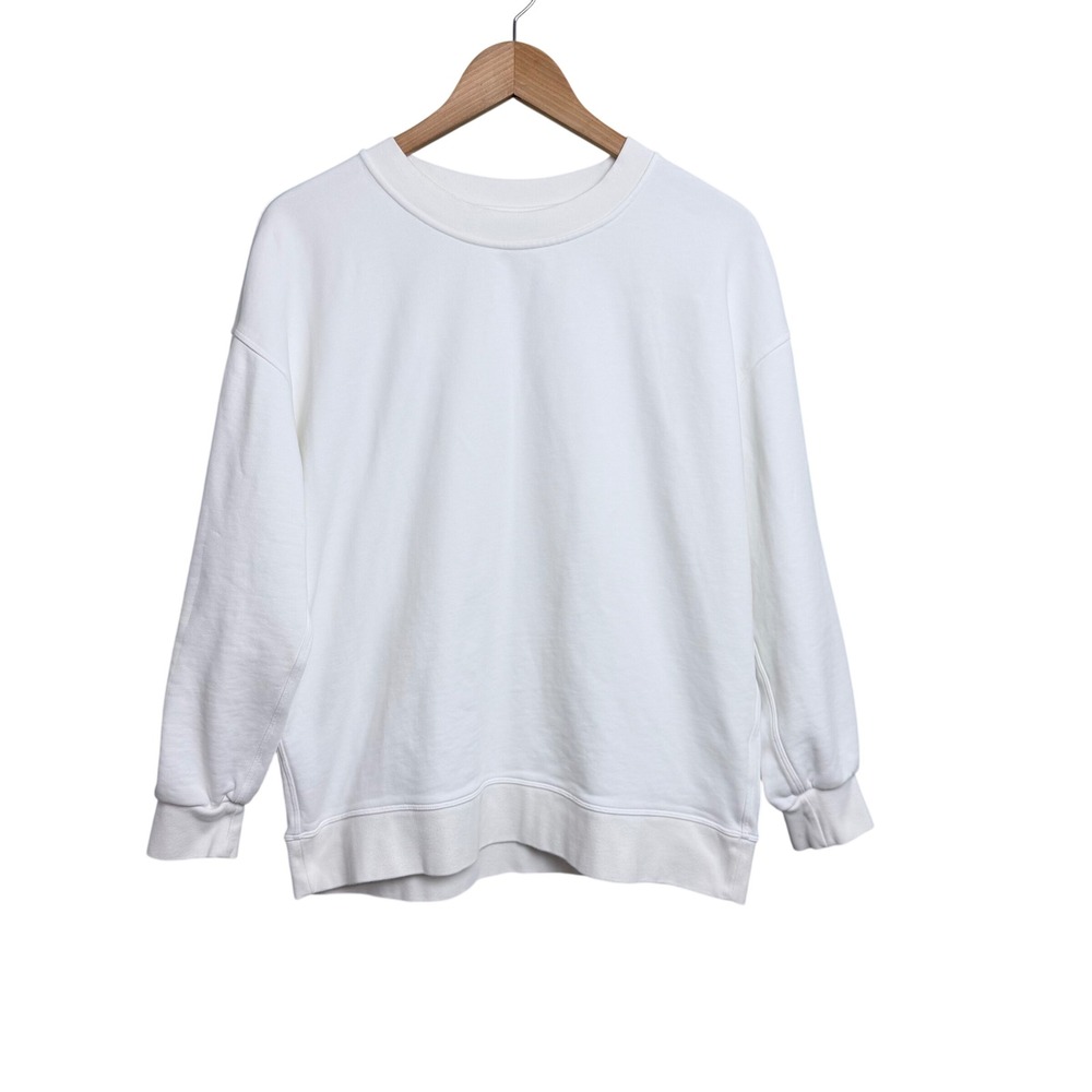 Lululemon Perfectly Oversized Crewneck Sweatshirt 8 White Cotton Fleece Pullover